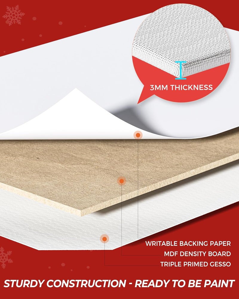 MaxGear Canvas for Painting, 12 Pack 8x10 Painting Canvas Boards, Art Supplies for Adults, Kids for Christmas Decoration - 100% Cotton Primed Canvases for Painting Acrylic, Oil, Watercolor, Tempera - Image 3